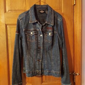 Womens Size Large Harley Davidson Denim Jacket, 105th Anniversary